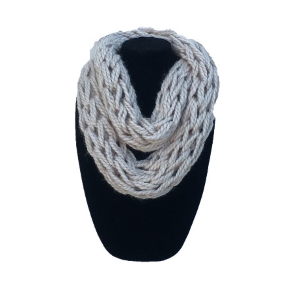 NWOT Light Tan Handknit Cozy Infinity Scarf